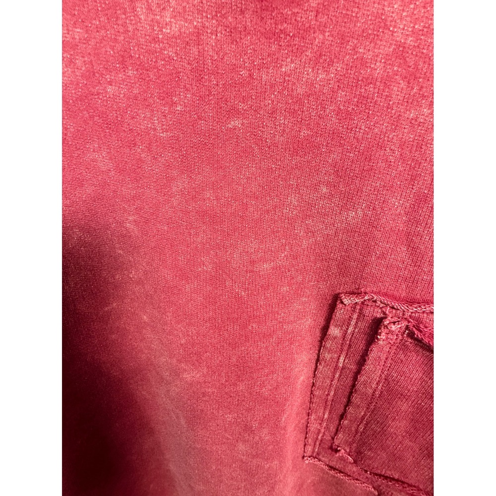 Zenana Acid Wash Sweatshirt Rose Red Oversized Pocket Pullover Top L/XL - Picture 2 of 4